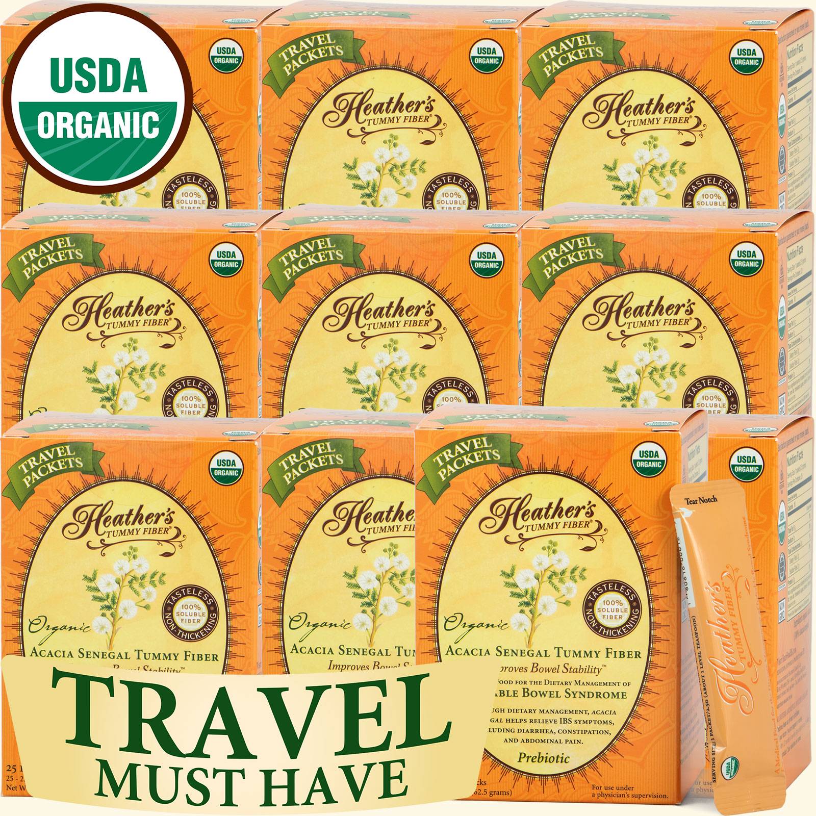 Tummy Fiber Organic Acacia Senegal TRAVEL STICK PACKS CASE (12 boxes)