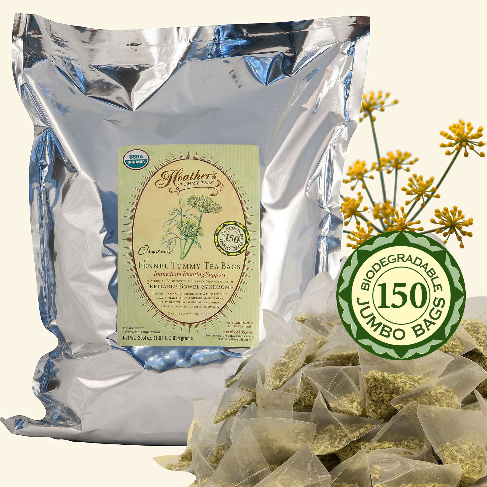 Fennel Tummy Teabag Kit, Can and Bulk Pouch