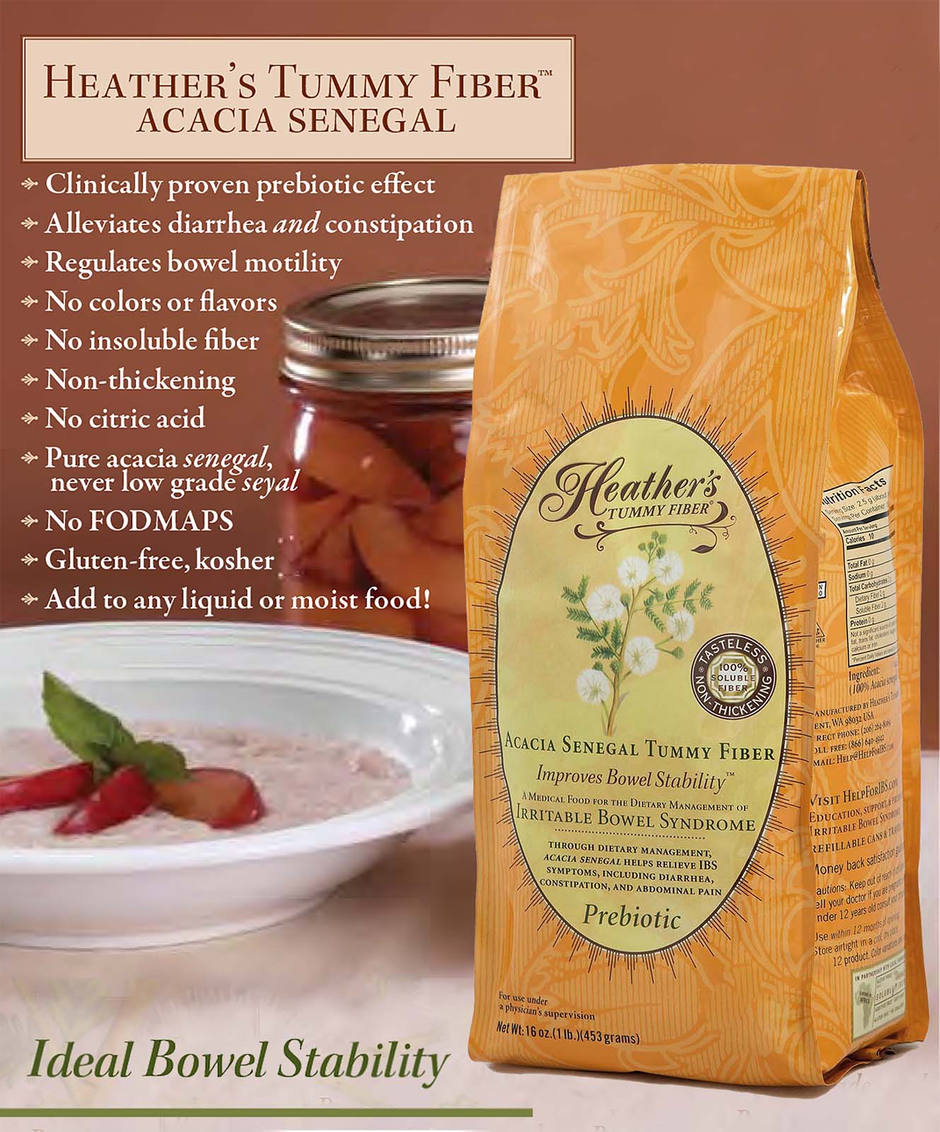 Heather's  Tummy Fiber Prebiotic Acacia Senegal POUCH